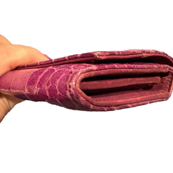 Miu Miu Croc Embossed Leather Long Wallet Purple Italy - Picture 11 of 16